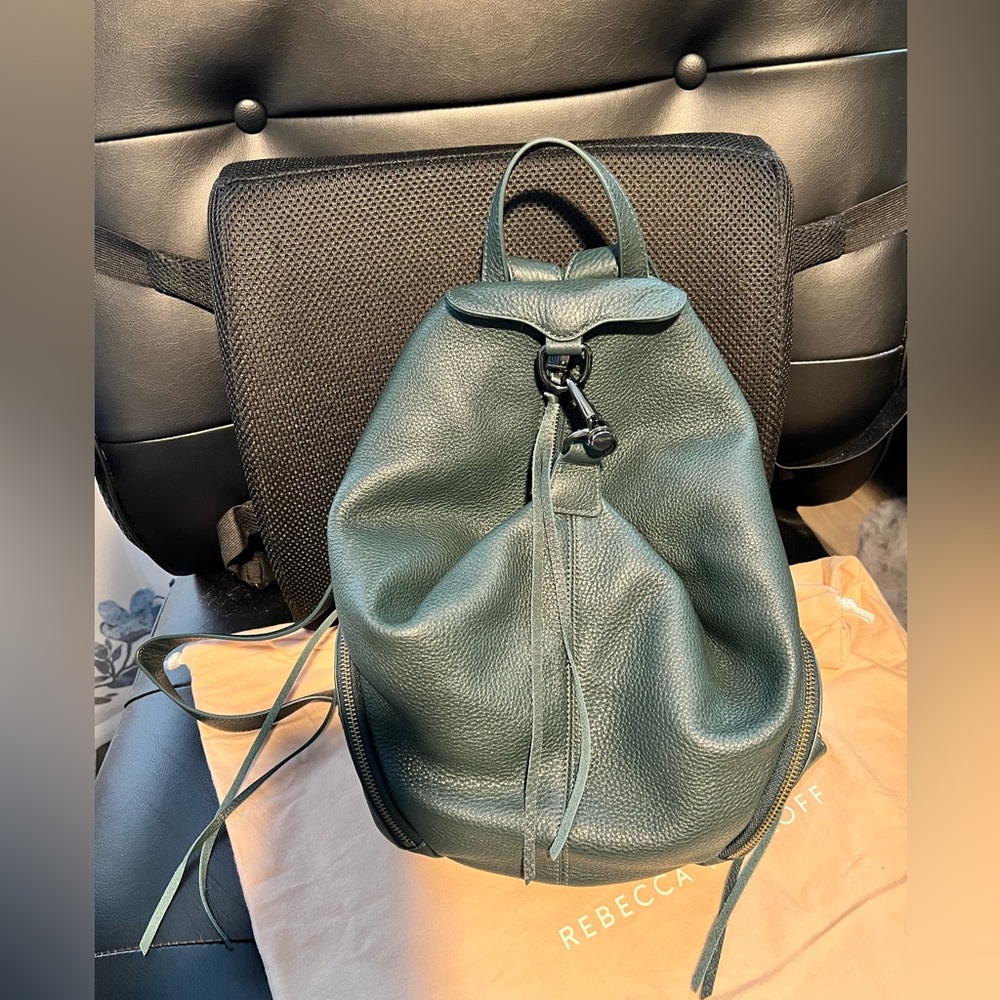 Rebecca Minkoff Julian Large Leather Backpack Bottle Green